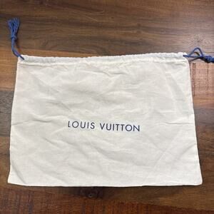 14"×10" LOUIS VUITTON DUST BAG IVORY BEIGE BLUE DRAWSTRING LOGO